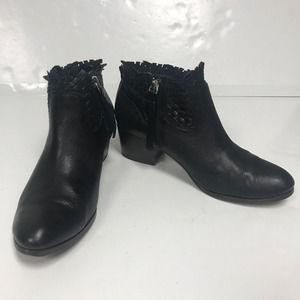 Coach Black Ankle Boots with Fringe Detail